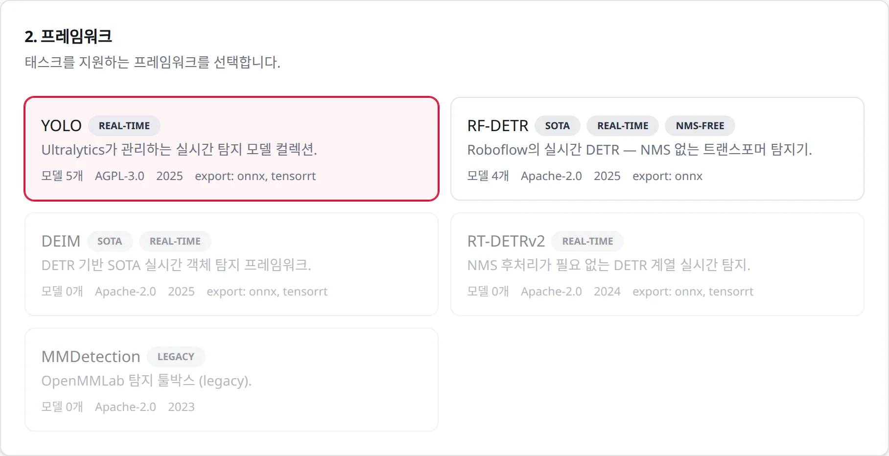 ② 프레임워크: 태스크를 지원하는 프레임워크 카드