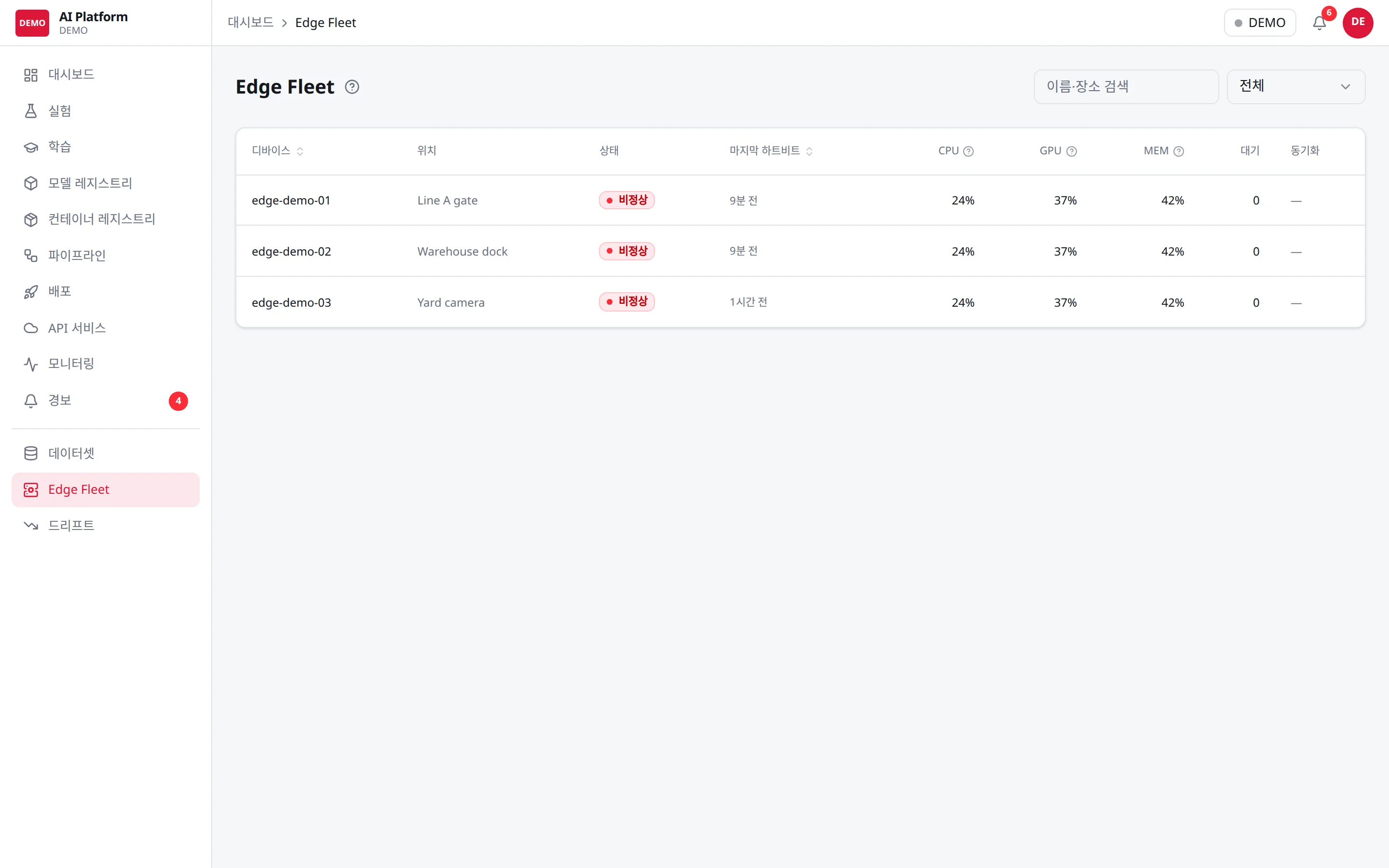 Edge Fleet: 현장 장비의 상태와 모델 버전